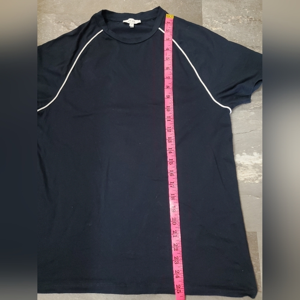 Reiss "Stratford Mercerised Crew Neck T-shirt With Piping" Navy Blue. White. S. - Picture 7 of 10